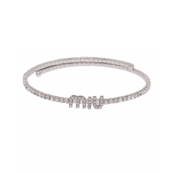 Miu Miu crystal-embellished logo necklace - Picture 1 of 4